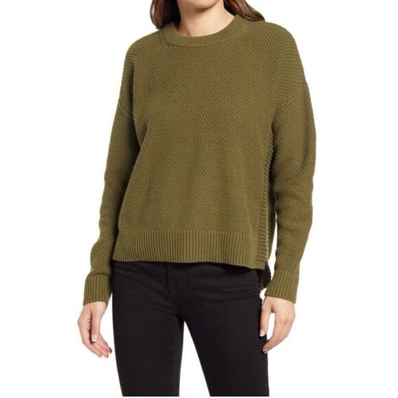 Madewell Seagrove Pullover Textured Crewneck Sweater Desert Moss Green Medium - Picture 1 of 7
